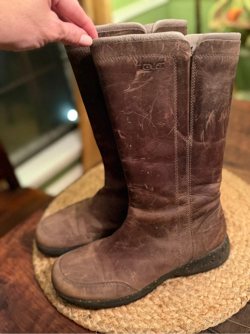 TEVA Women's Capistrano Brown Leather Waterproof Tall Boots Size 7 1003013